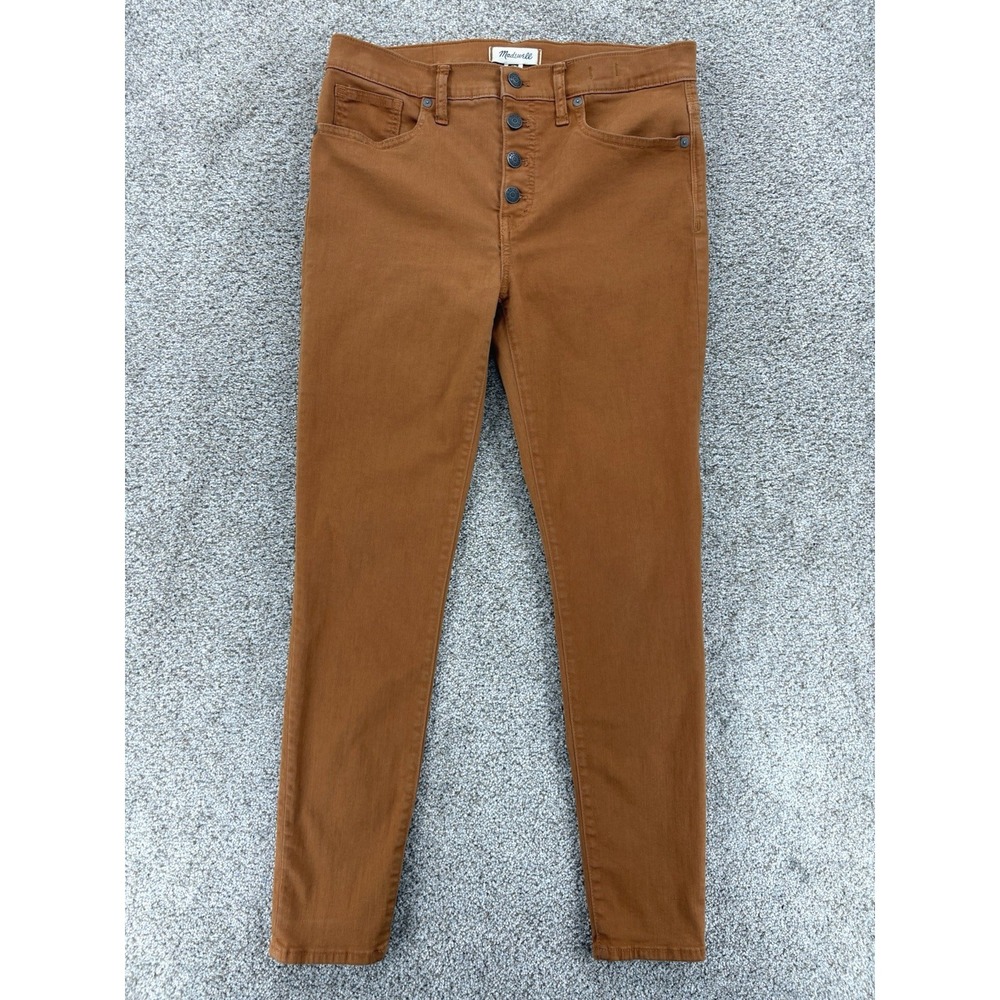 Madewell 9" Mid-Rise Skinny Jeans w/Exposed Button-Front Womens 29 Burnt Sienna